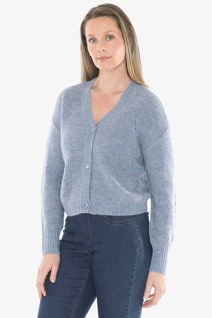 V Neck Cardigan in Denim
