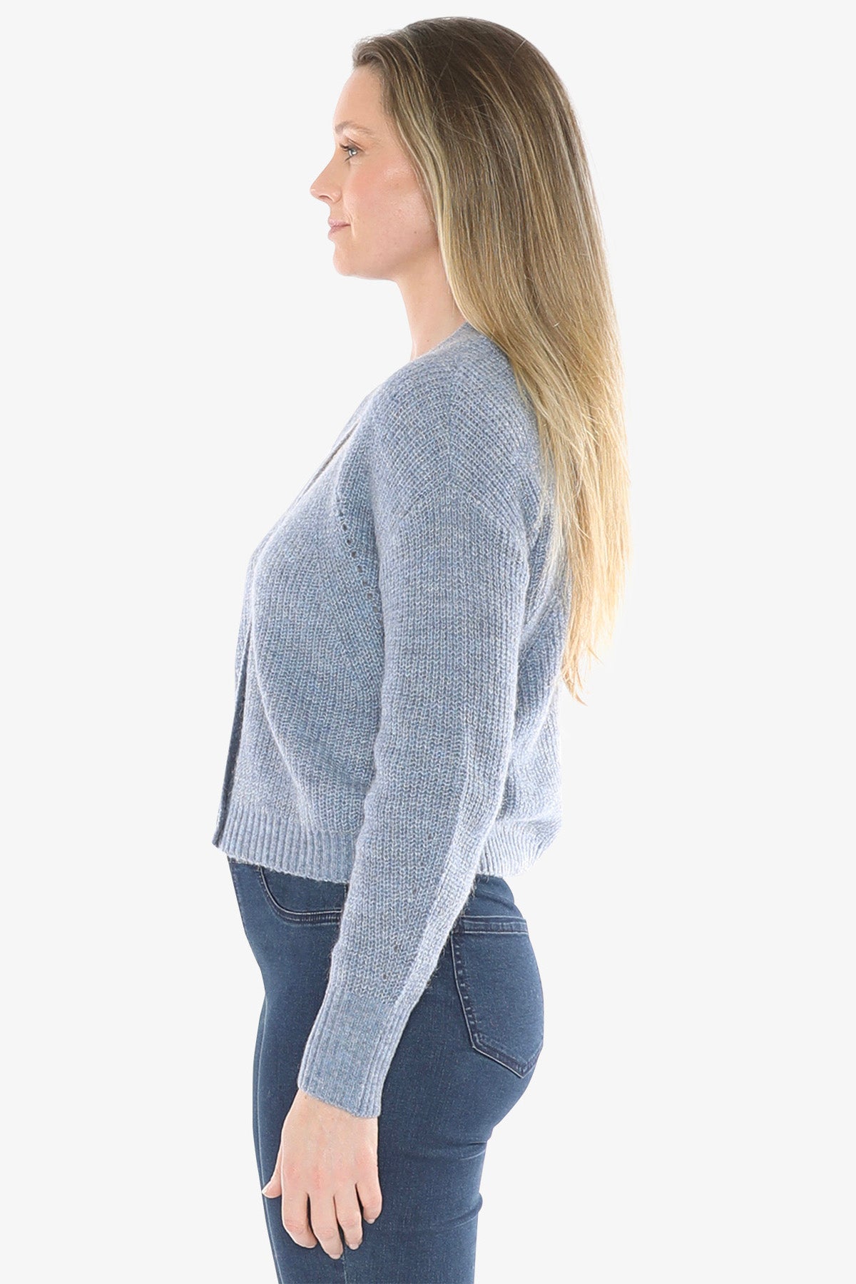 V Neck Cardigan in Denim