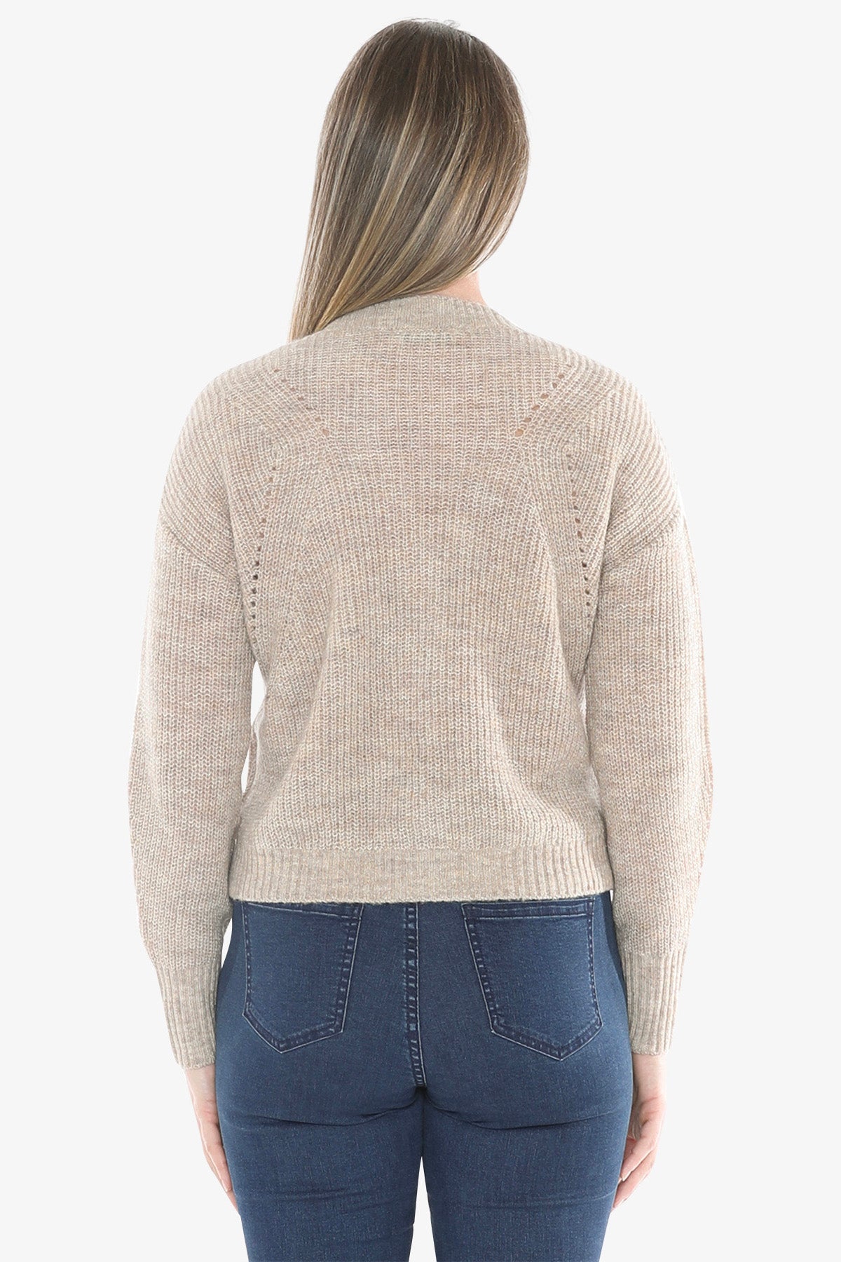 V Neck Cardigan in Oat