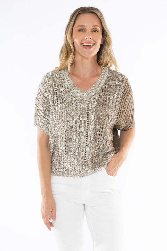 Women's V-Neck Ombre Knit in Brown