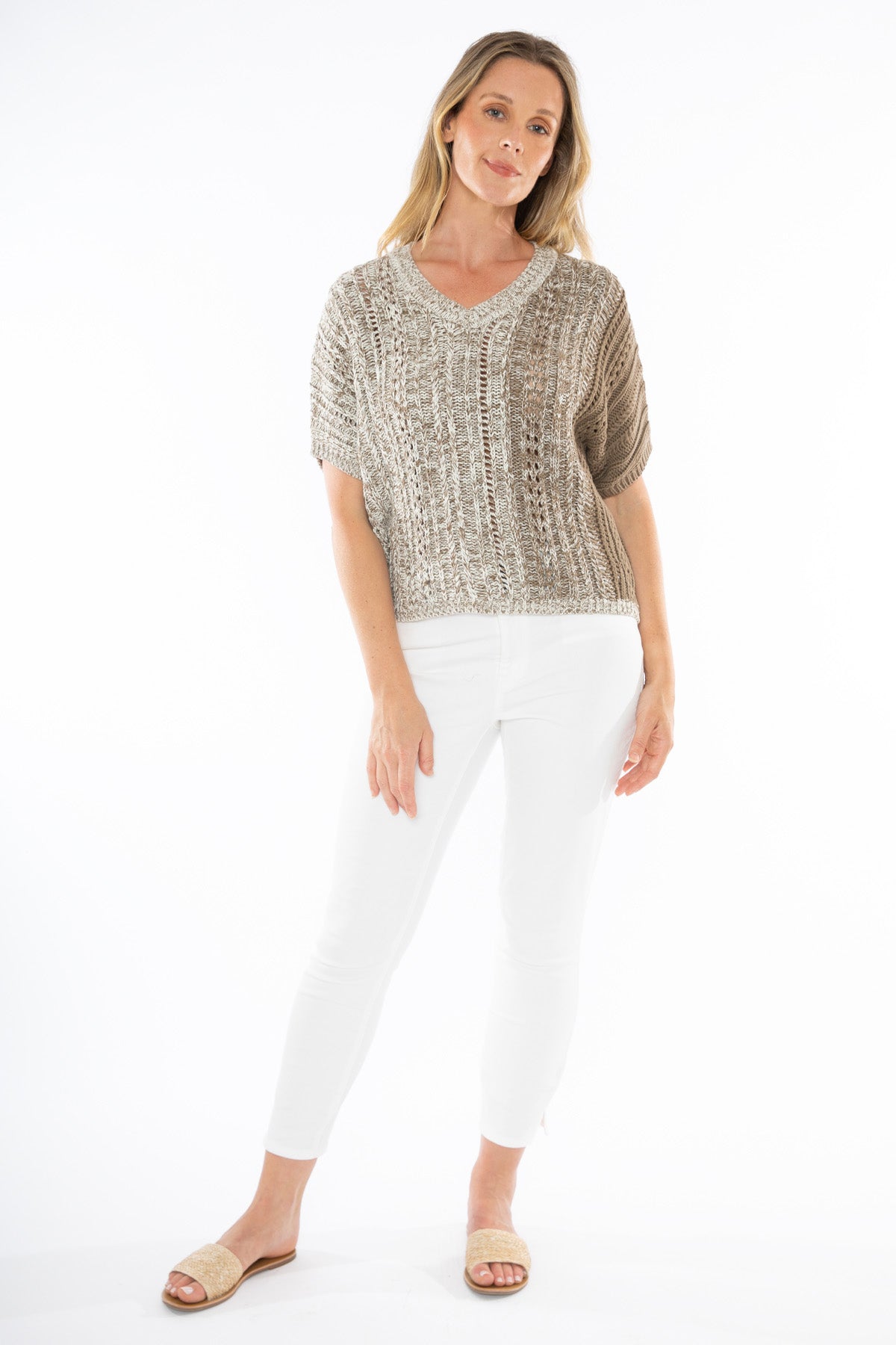 Women's V-Neck Ombre Knit in Brown