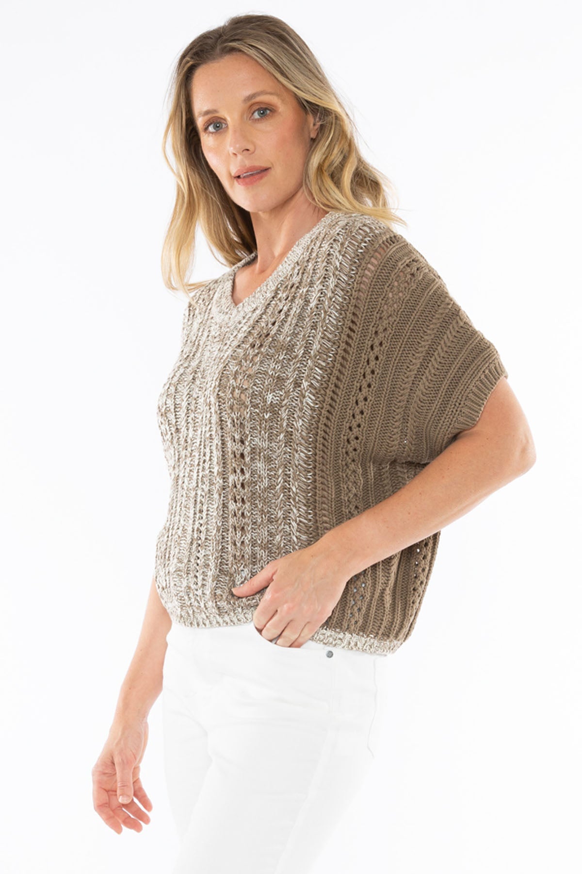 Women's V-Neck Ombre Knit in Brown