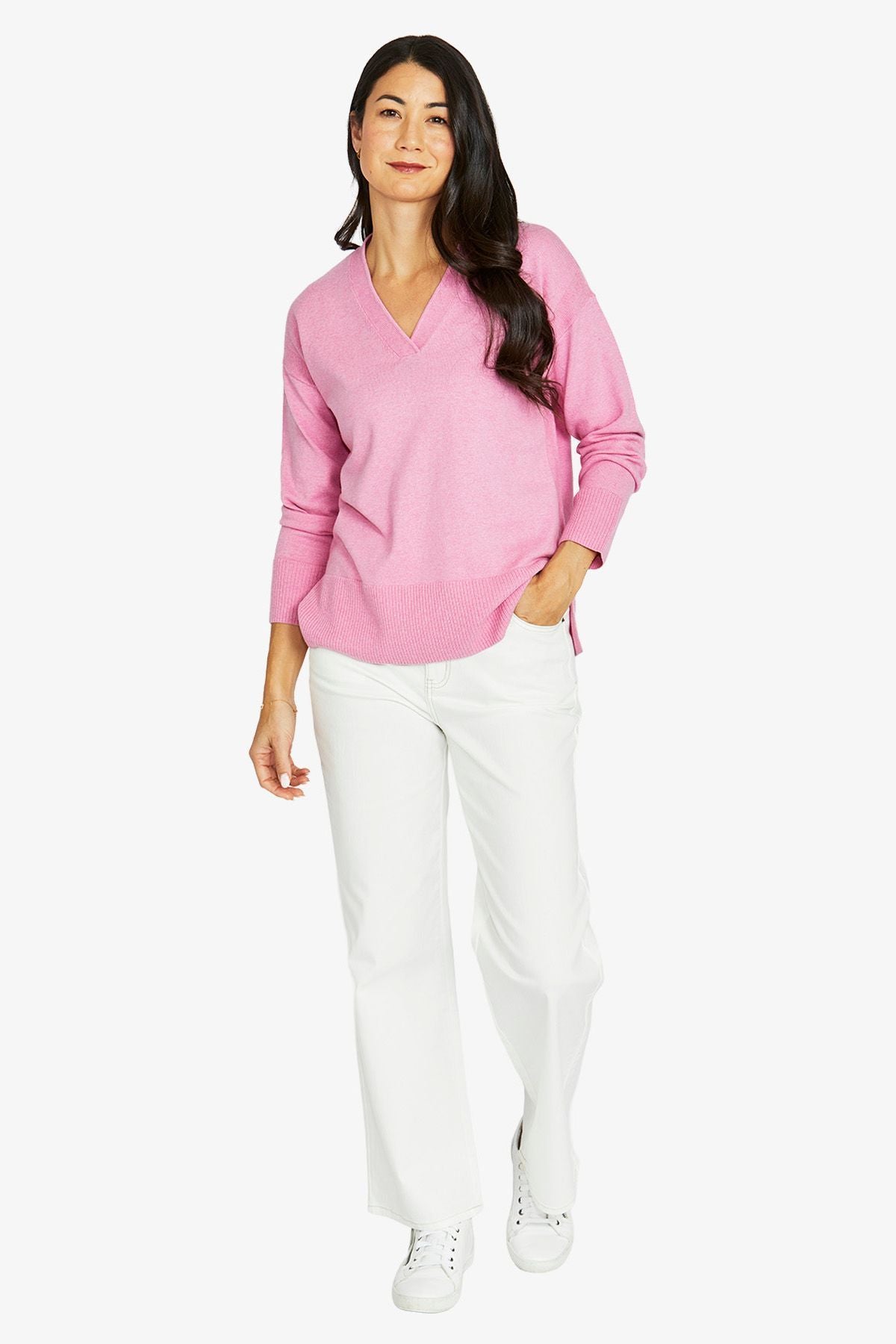 Womens V Neck Pullover Pink 60611026a