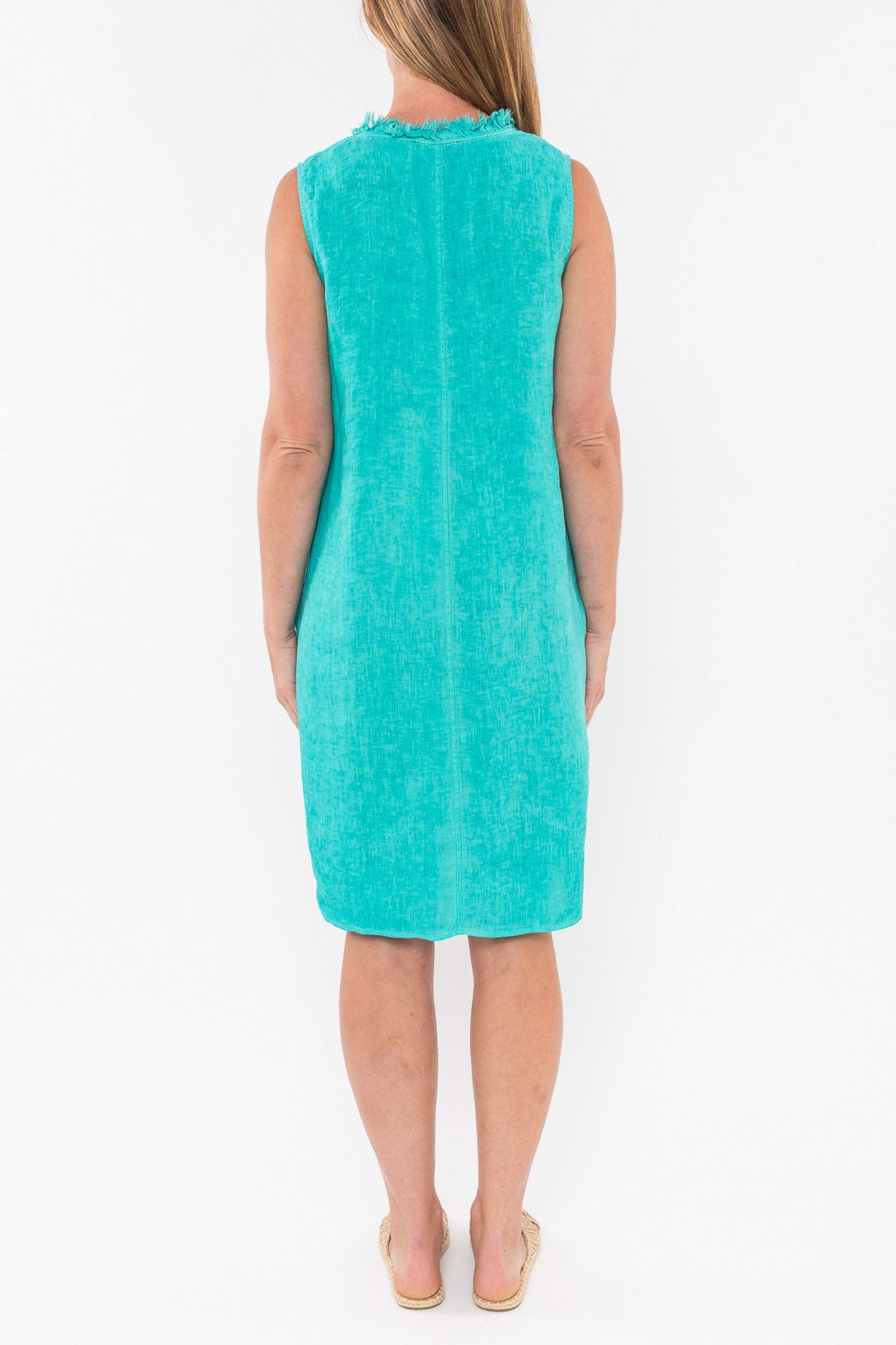 Ruffle V Neck Dress Jade