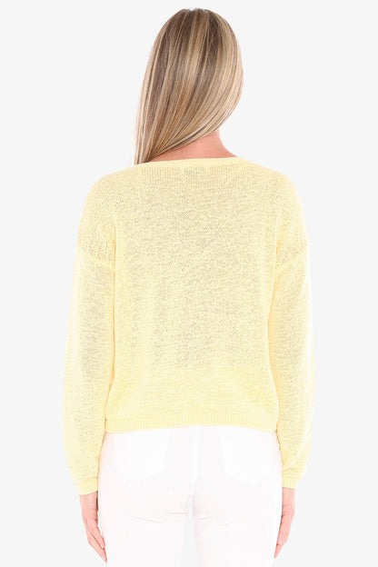 Womens V Neck Tape Pullover Yellow 59611001a