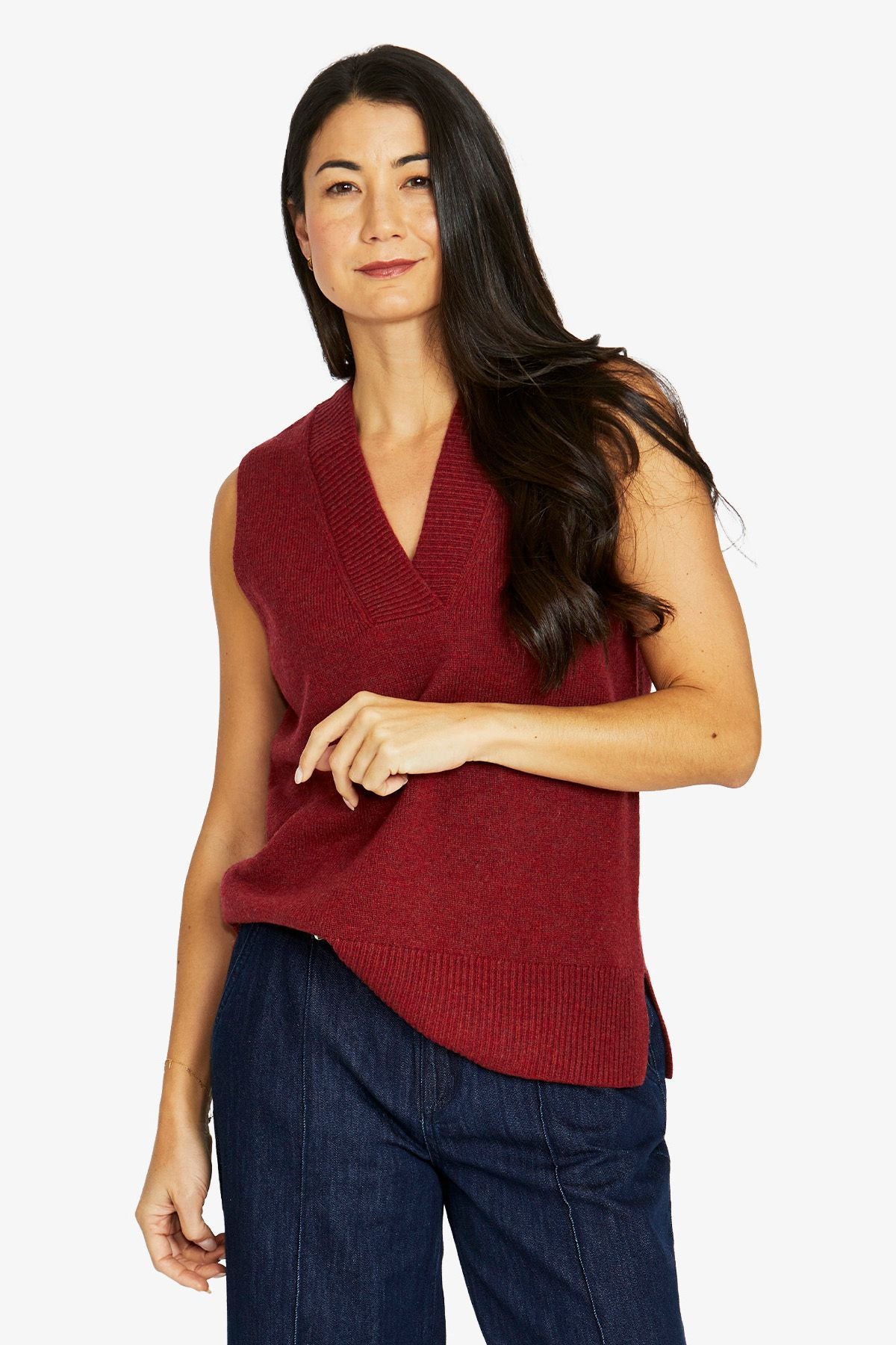 Womens V Neck Vest Red 60611061a