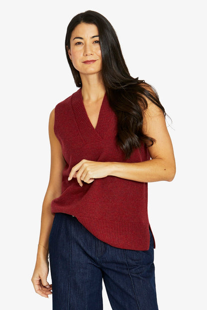 Womens V Neck Vest Red 60611061a