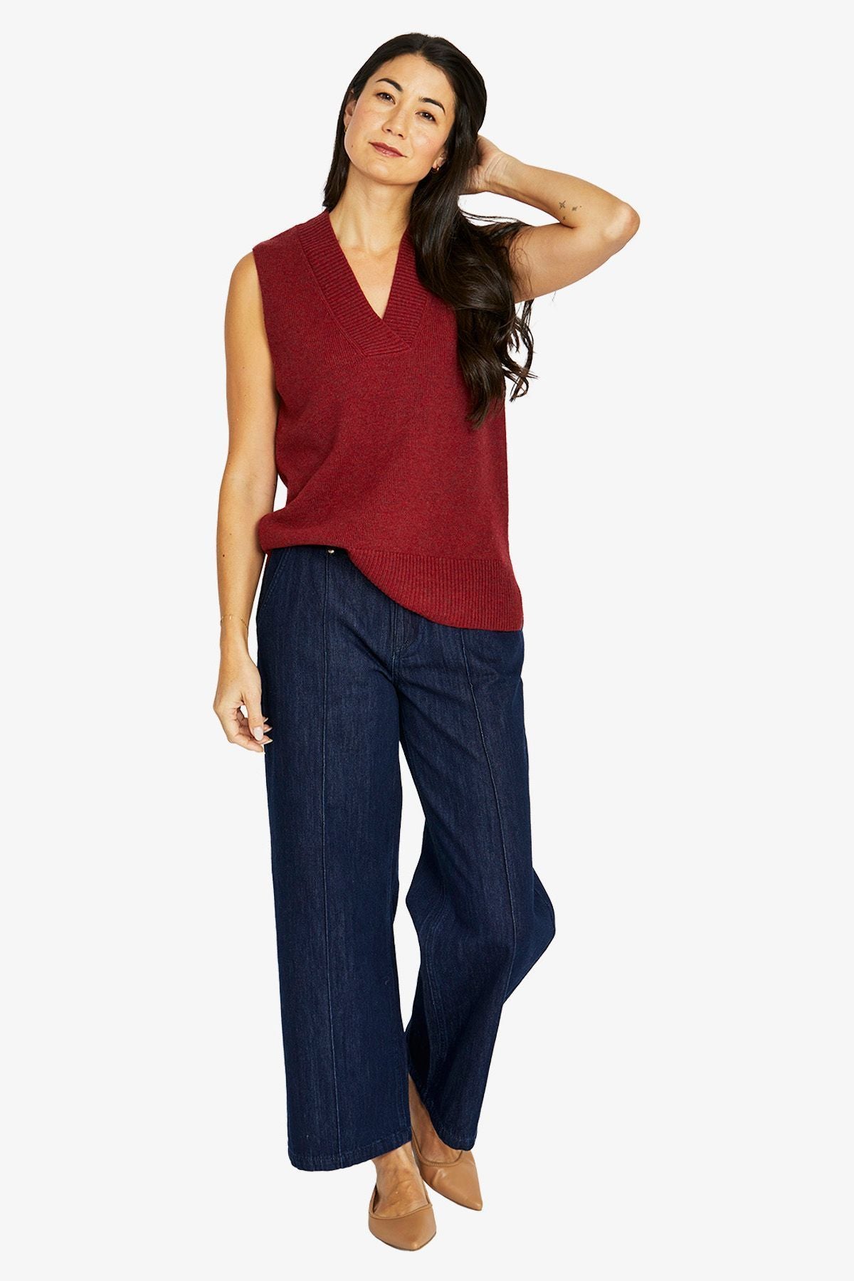 Womens V Neck Vest Red 60611061a