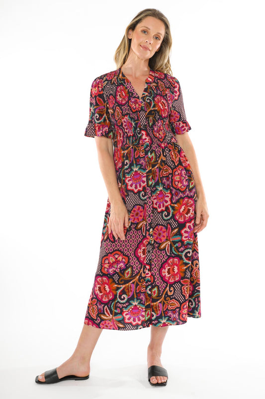 Women's Vibrant Tapestry Dress in Multicolour