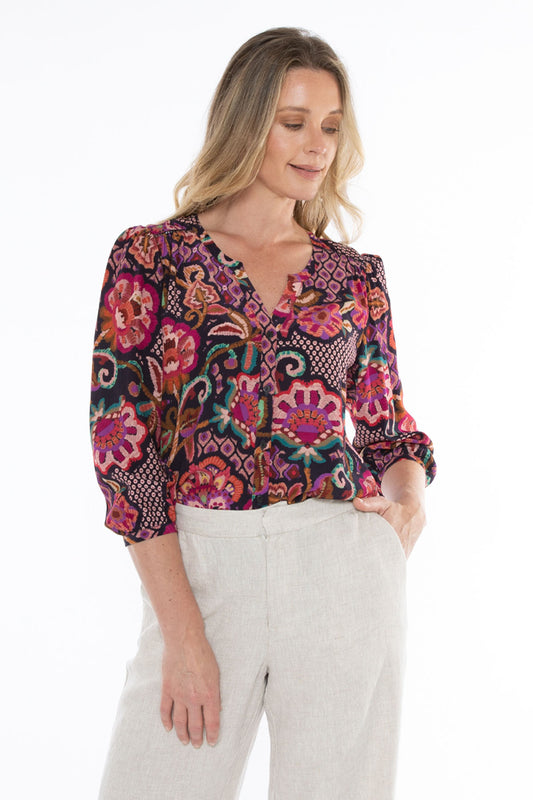 Women's Vibrant Tapestry Top in Multicolour