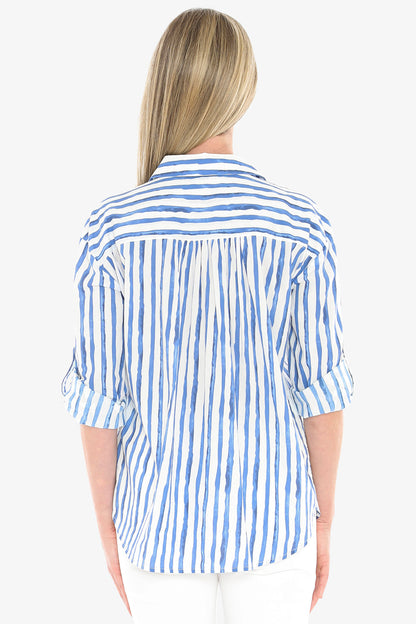 Womens Water Stripe Shirt Blue 596j3133a