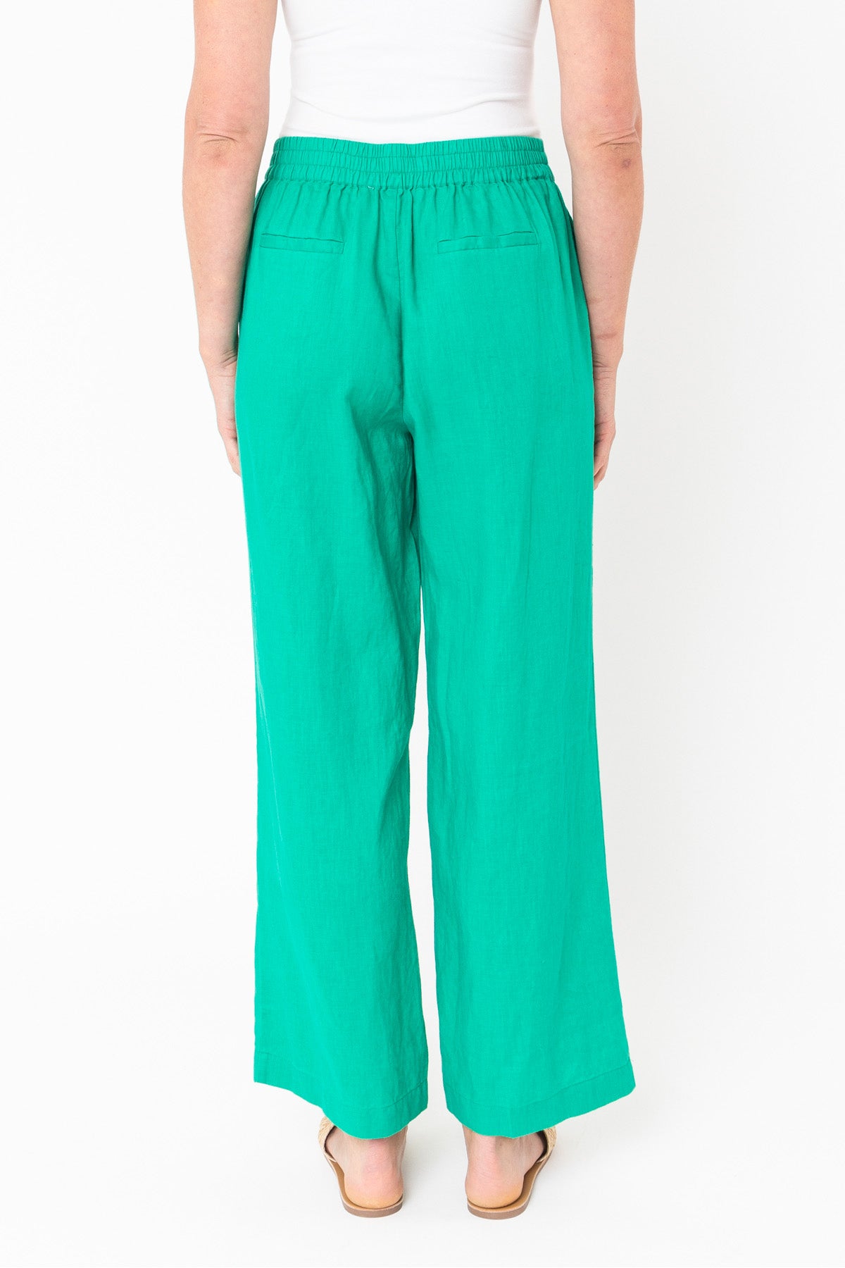 Wide Leg Linen Pants Emerald