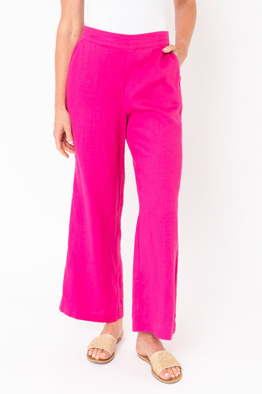 Wide Leg Linen Pants Magenta