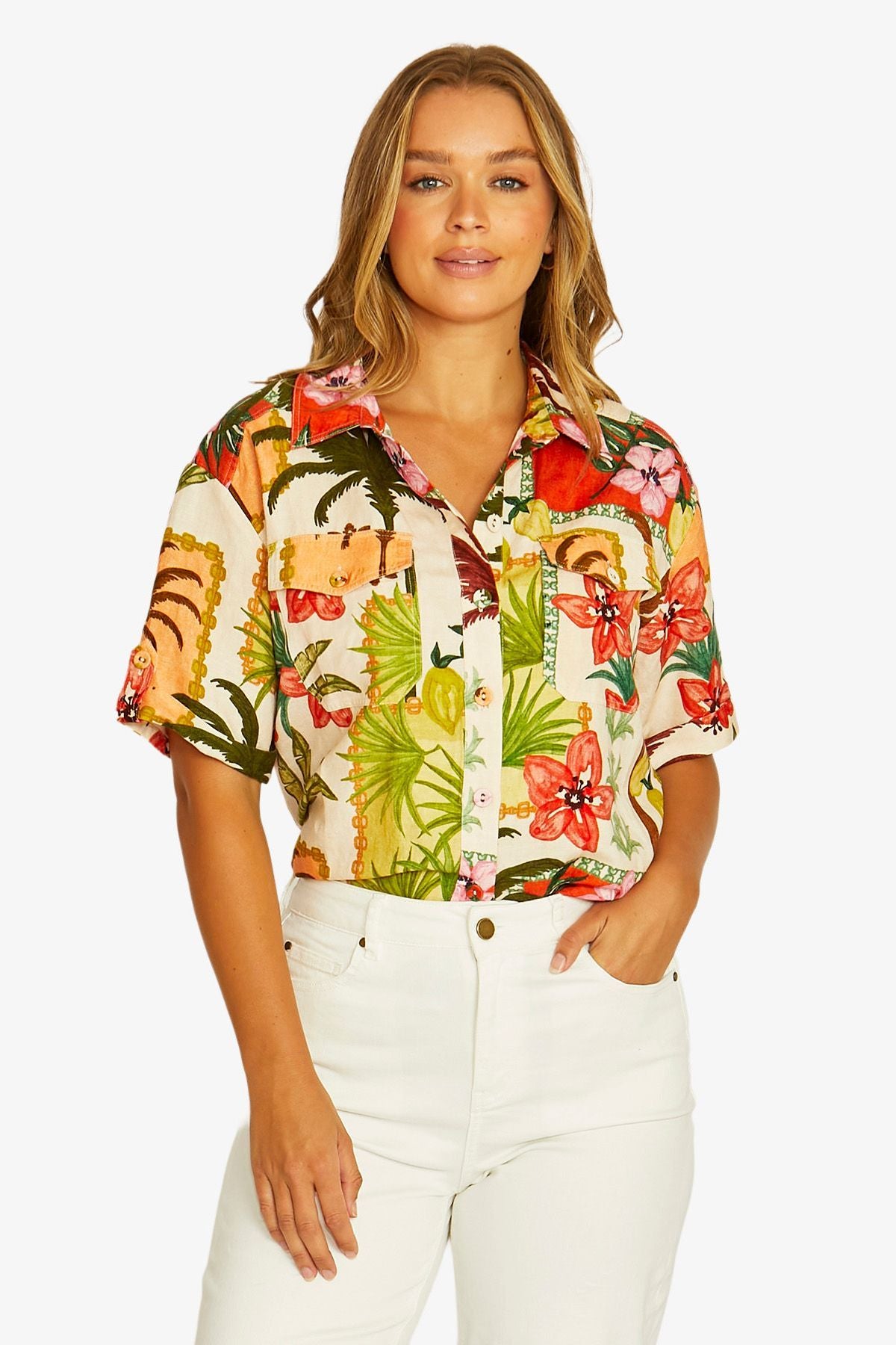 Womens Wild Paradise 2 Pkt Shirt Multicolor 616j3165a