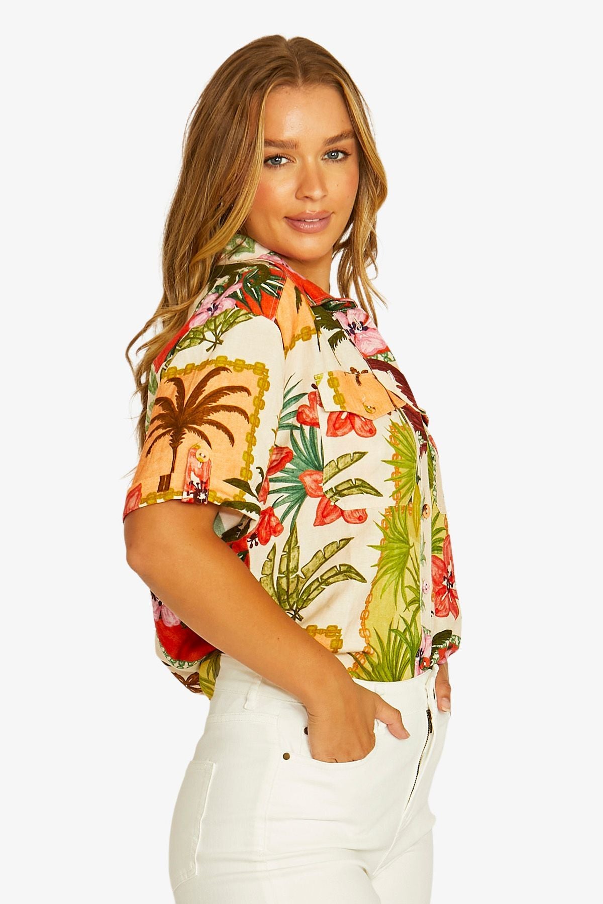 Womens Wild Paradise 2 Pkt Shirt Multicolor 616j3165a