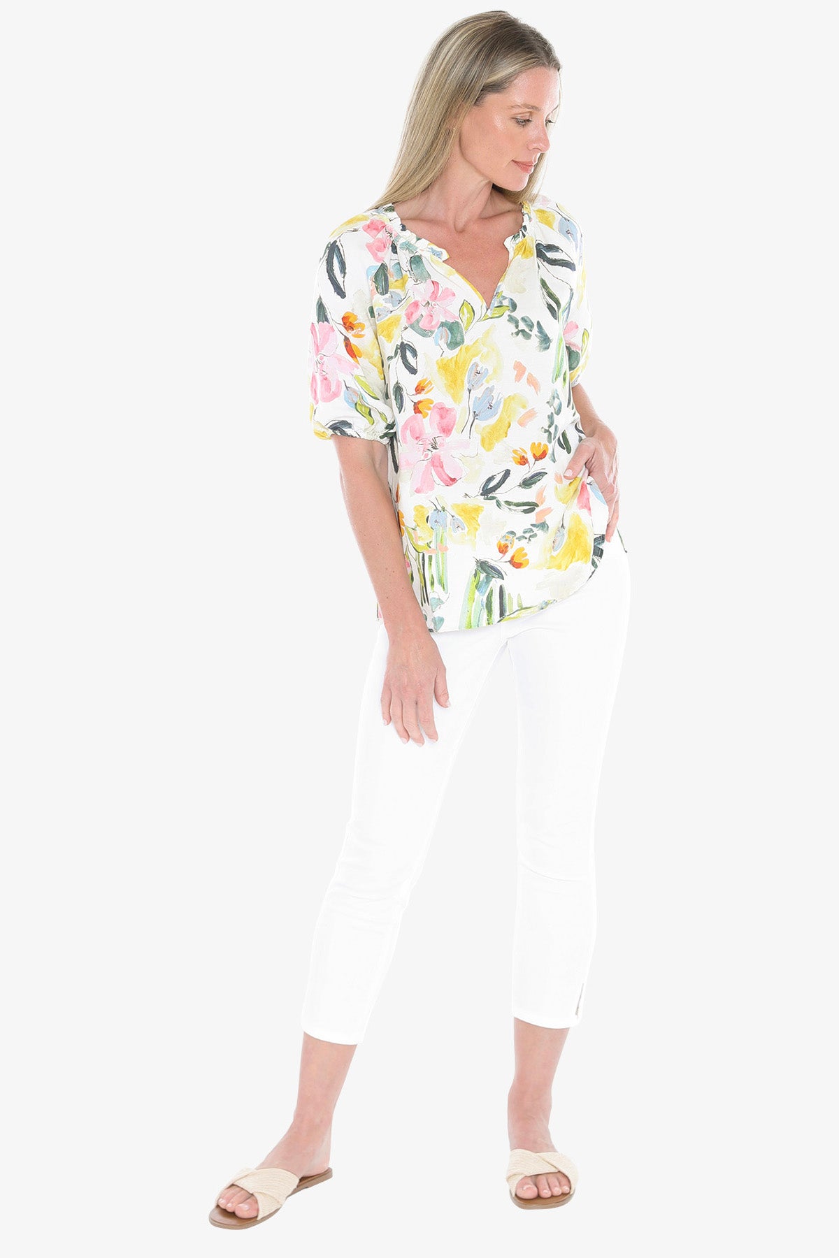Womens Wildflower Top Multicolor 596j3077a
