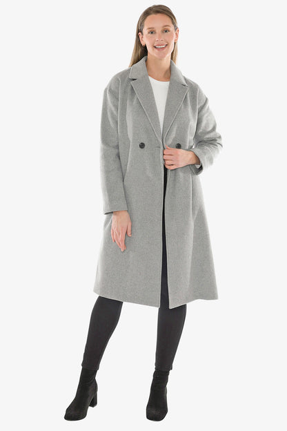 Wool Blend Coat in Grey Marle