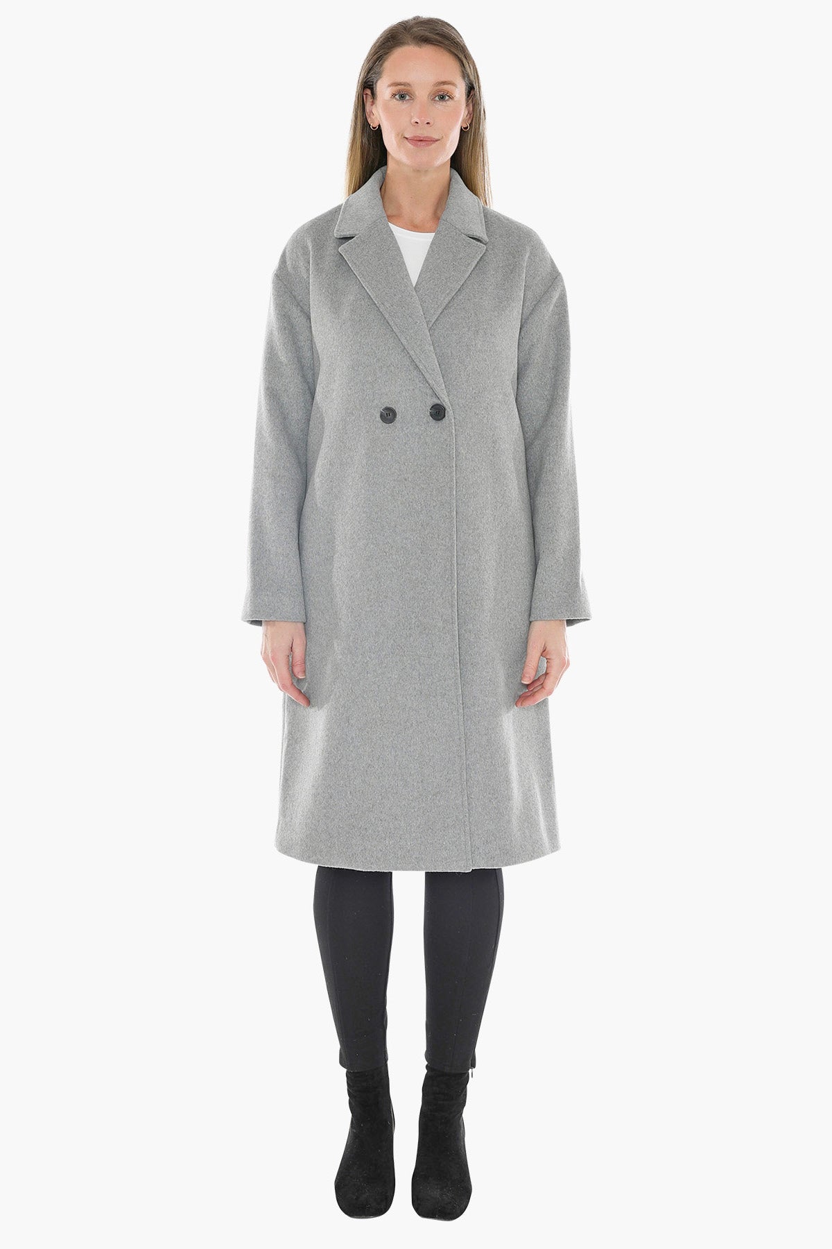Wool Blend Coat in Grey Marle