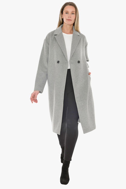 Wool Blend Coat in Grey Marle