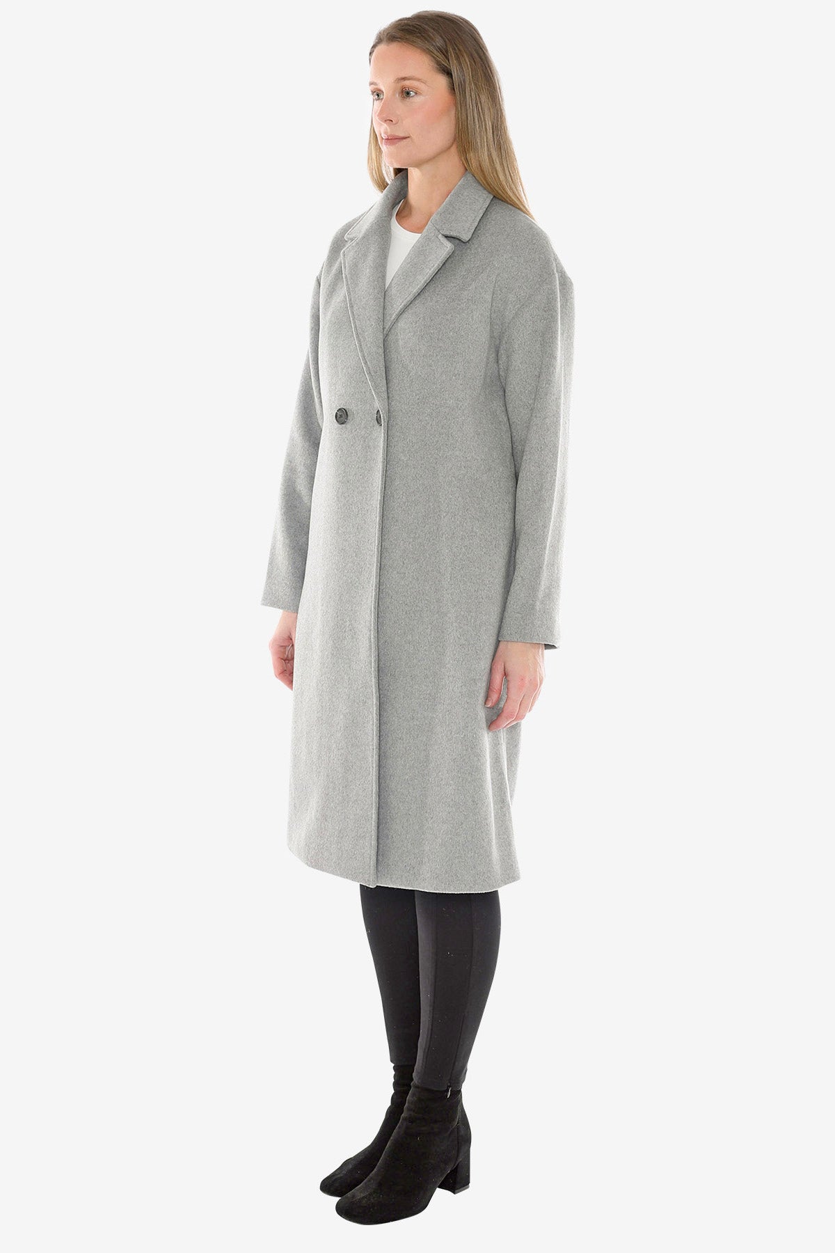 Wool Blend Coat in Grey Marle