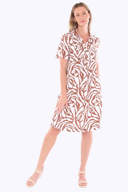Womens Zebra Mono Dress Multicolor 596j5165a