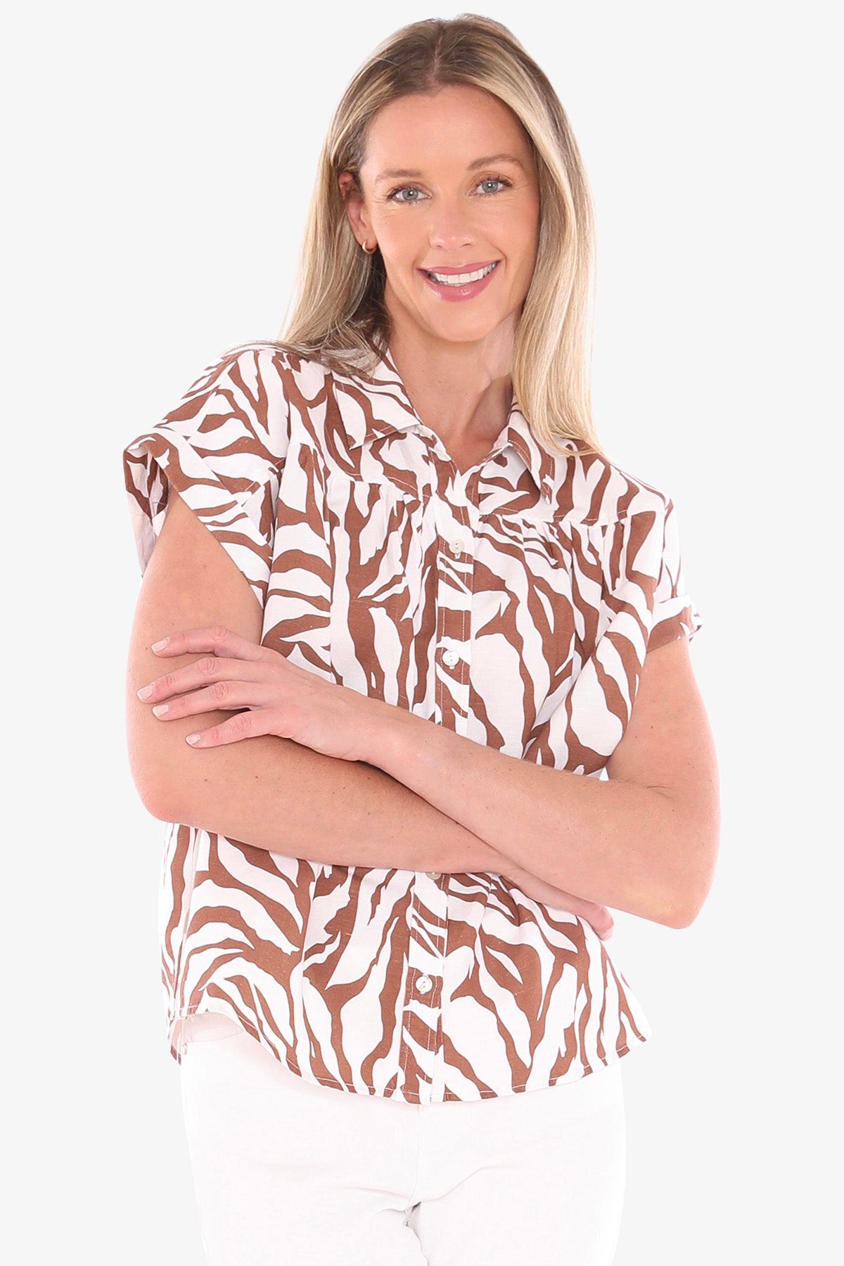 Womens Zebra Mono Shirt Multicolor 596j3166a