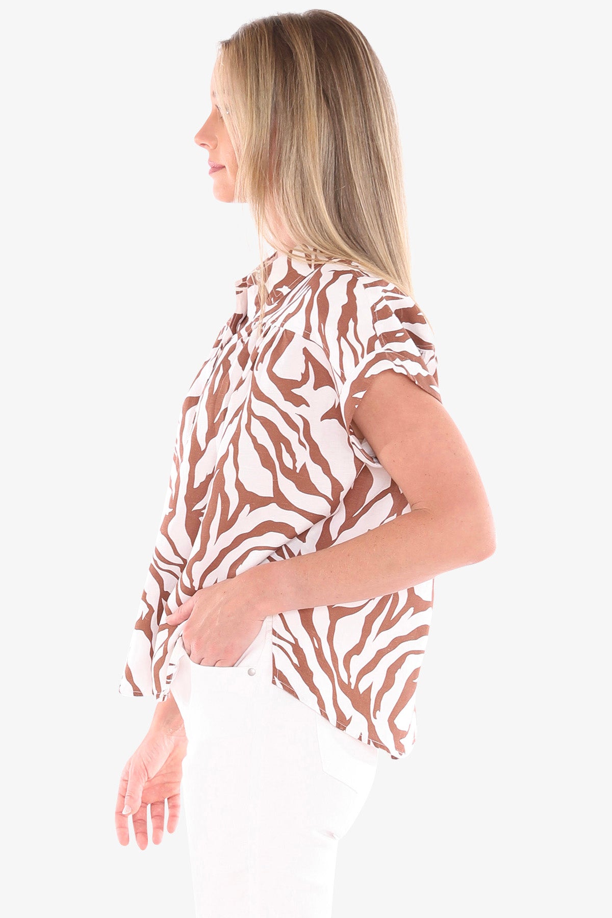 Womens Zebra Mono Shirt Multicolor 596j3166a