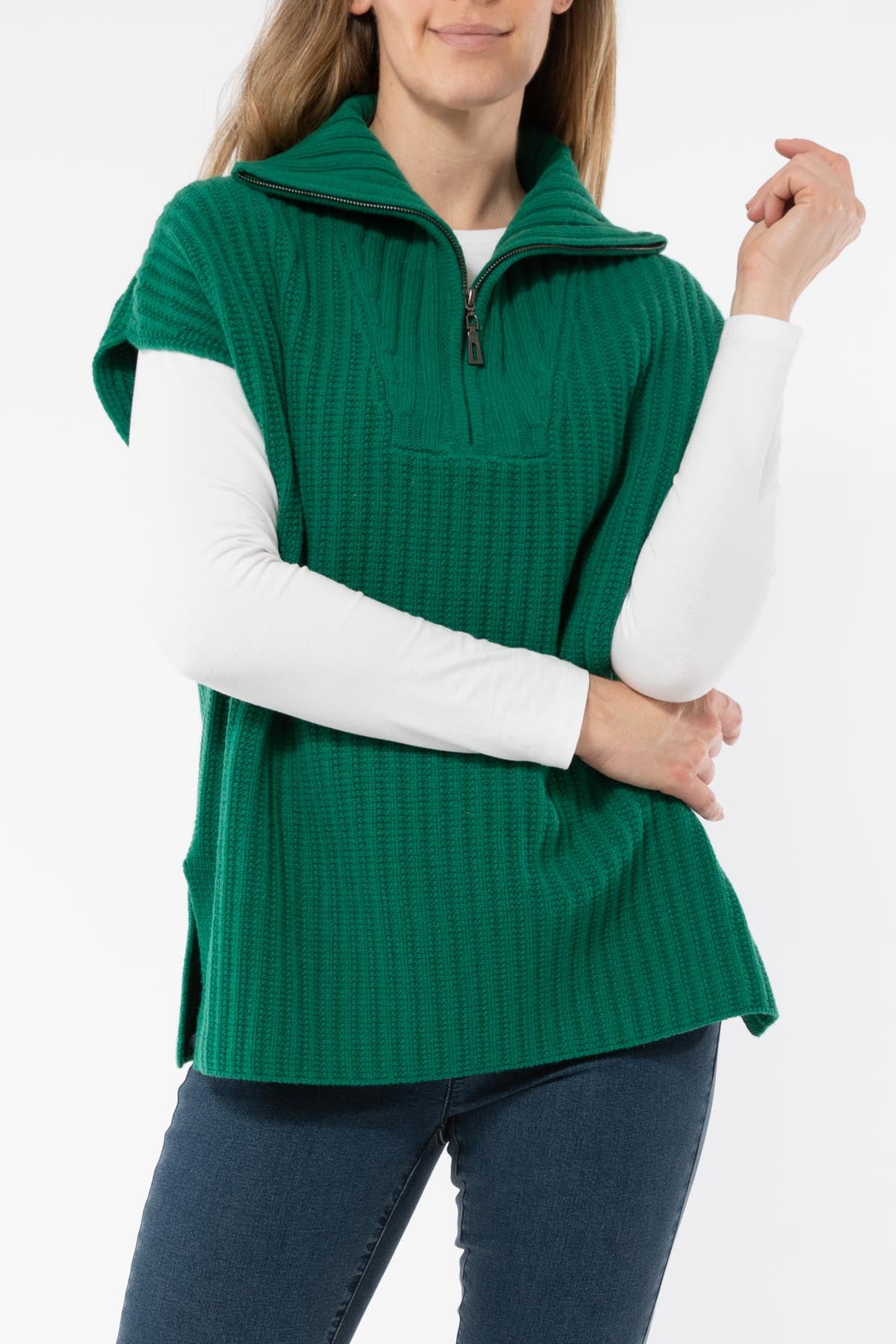 Women's Zip Neck Poncho Vest