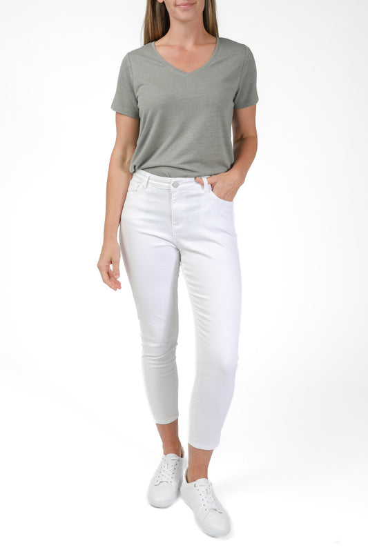 Split Hem Jean White