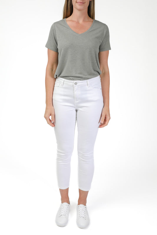 Split Hem Jean White