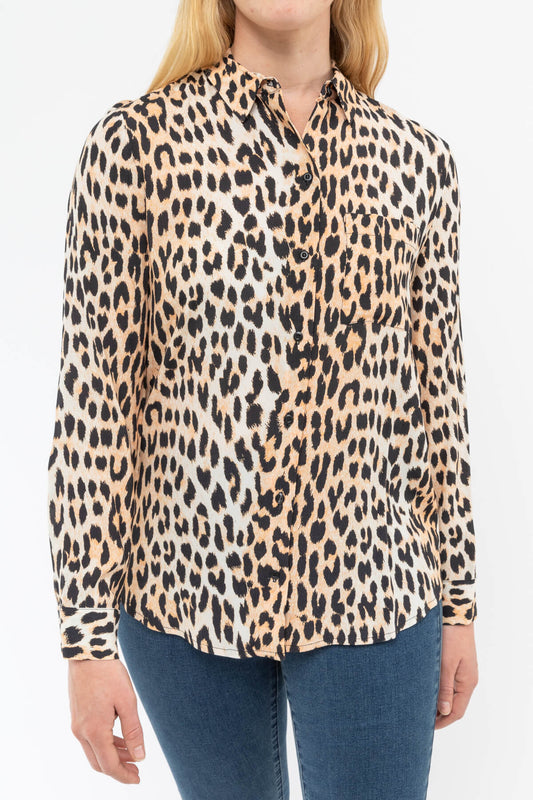 Leopard Print Button-Up Shirt