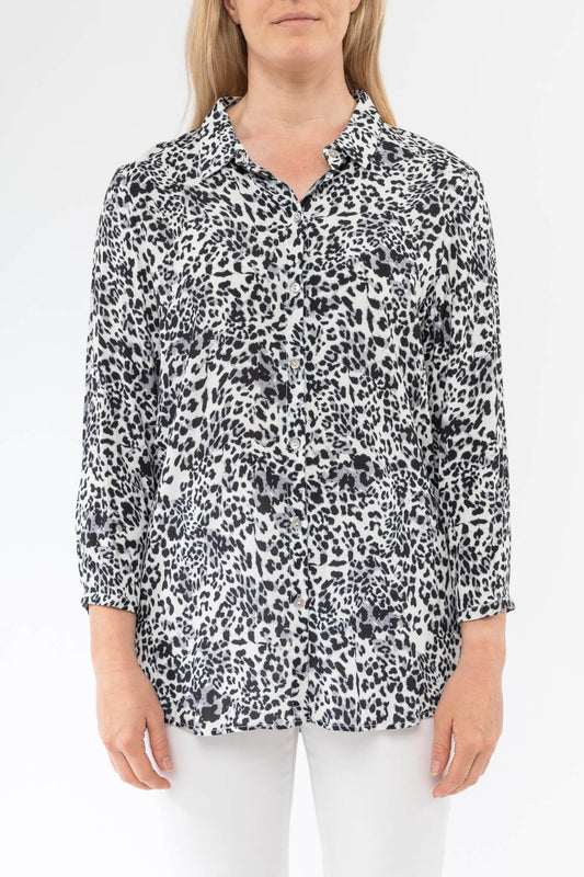 3/4 Sleeve Animal Print Shirt