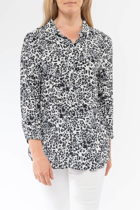 3/4 Sleeve Animal Print Shirt