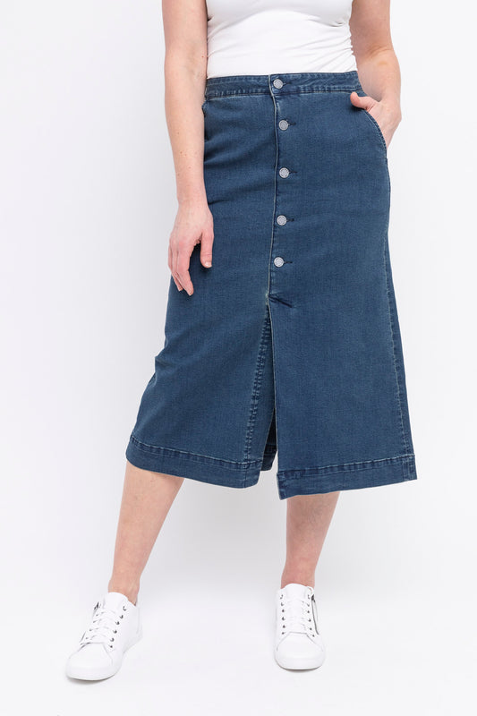 Denim Button Skirt