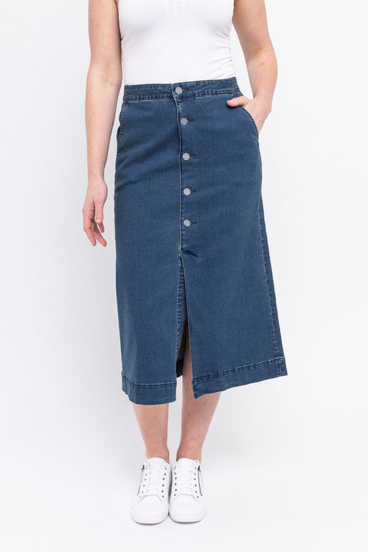 Denim Button Skirt