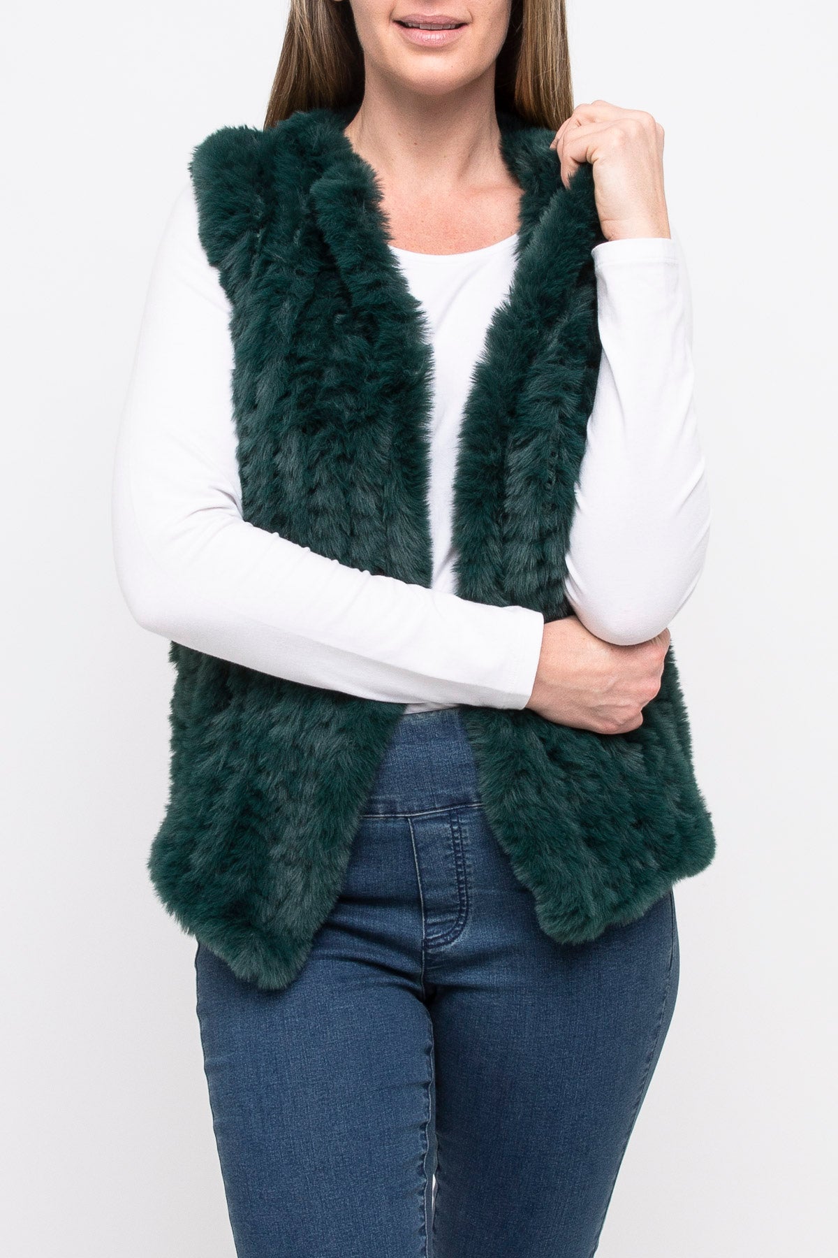 Fax Fur Vest Forest
