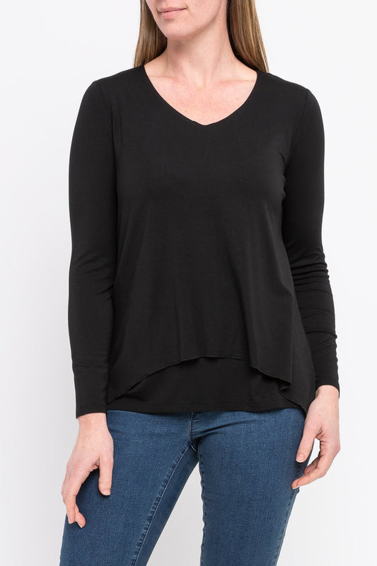 Long Sleeve V Neck Black