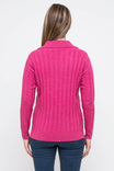Pink Color Block Cuffs Rib Knit Striped Pullover main image 0