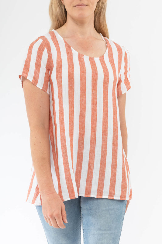 Swing Stripe Top Burnt Orange