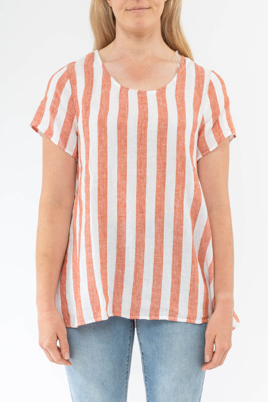 Swing Stripe Top Burnt Orange