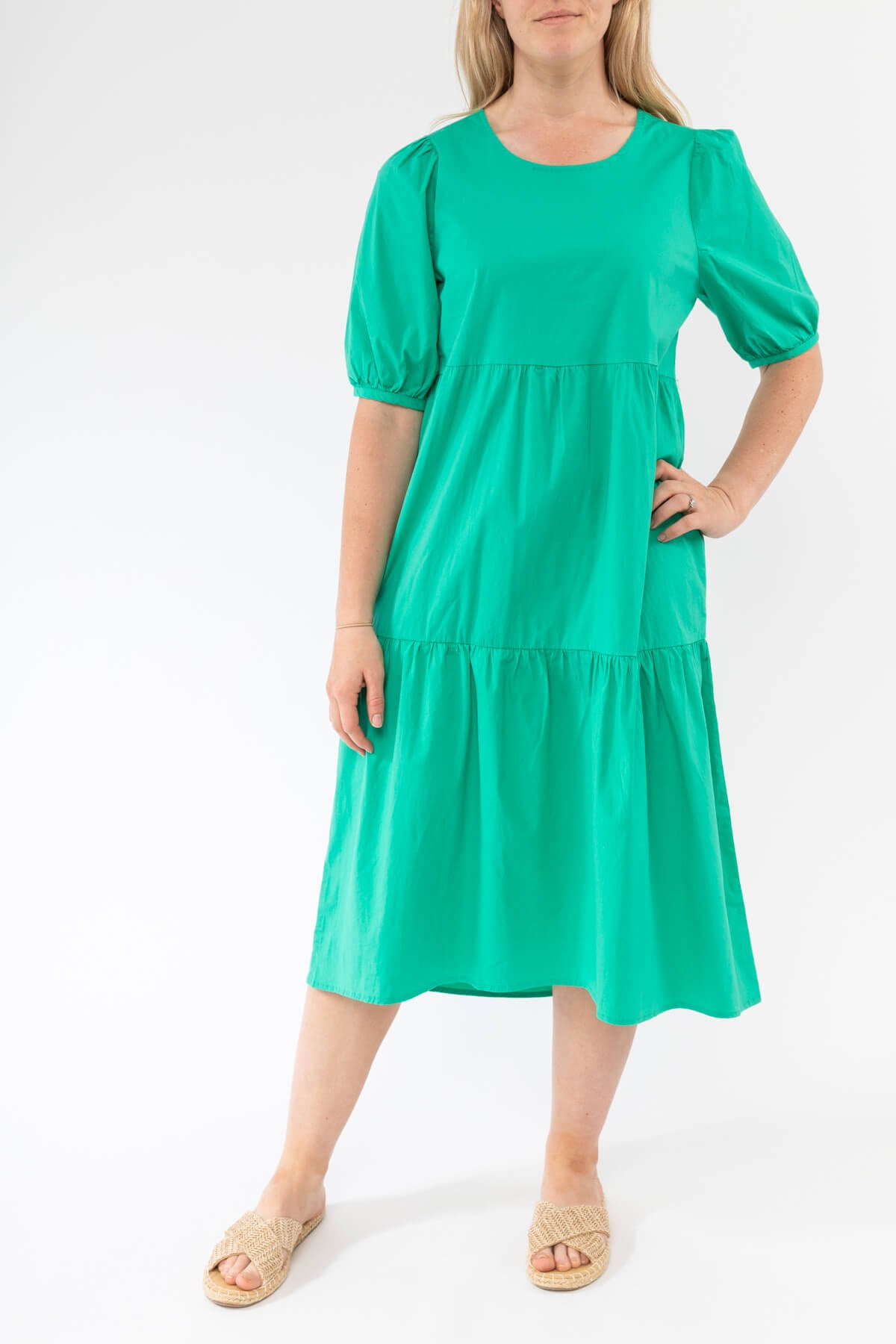 Tiered Midi Dress Emerald