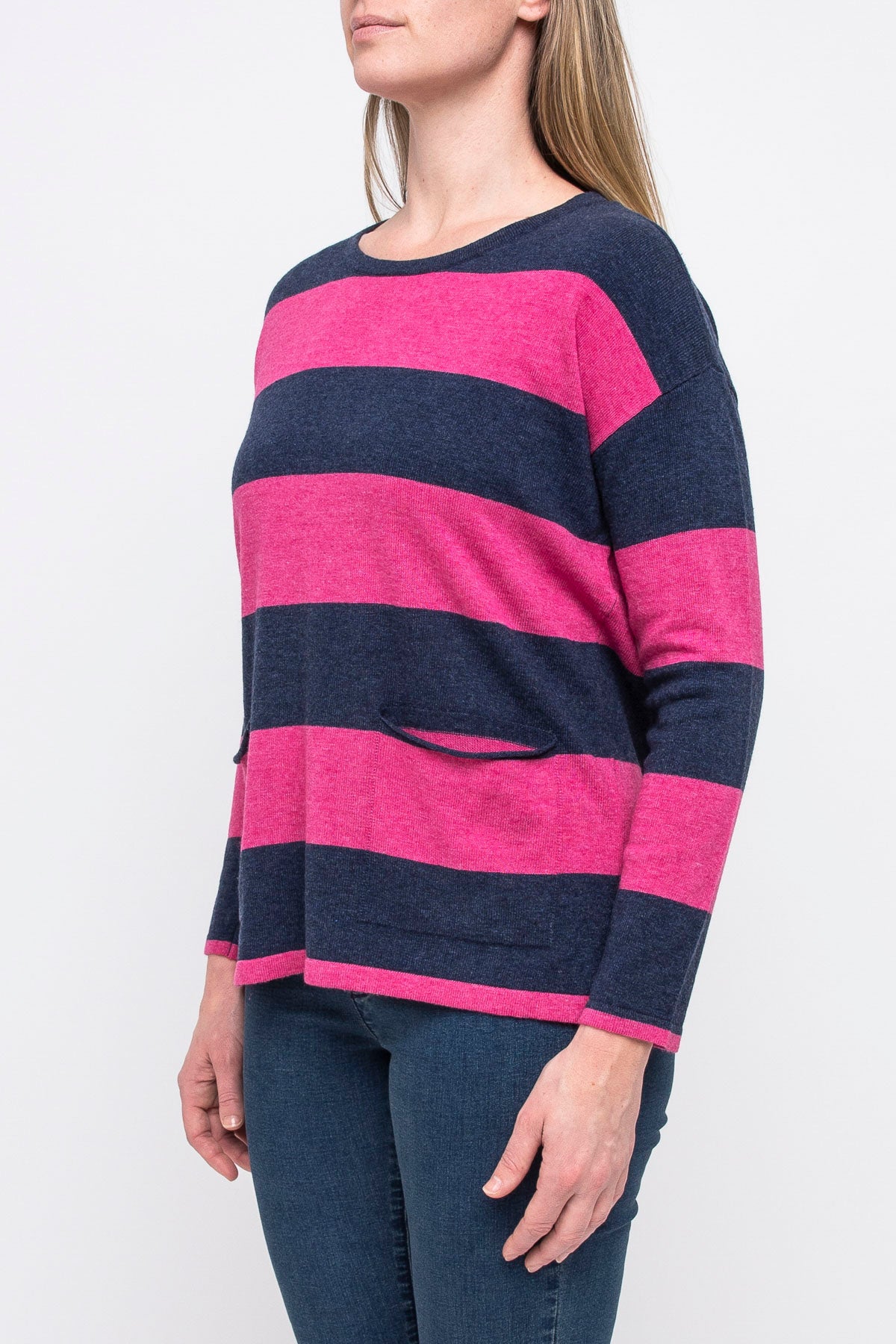 Wide Stripe Pullover Cerise